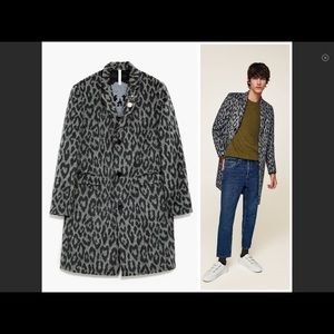 NWT ZARA Man Neopunk Leopard Print Coat